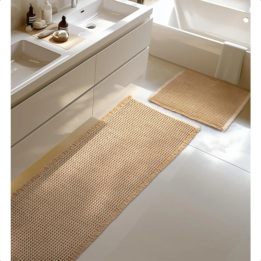 

Большой вафельный коврик для ванной, набор нескользящих ковриков для ванной комнаты, ультра впитывающие коврики для ванной комнаты, декор ванной комнаты, очень мягкие напольные коврики для ванной комнаты