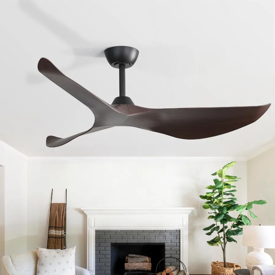 

52 Ceiling Fan No Light Modern Design with Remote Control Low Profile Installation 3 Blades Ceiling Fan Featuring Noiseless Rev