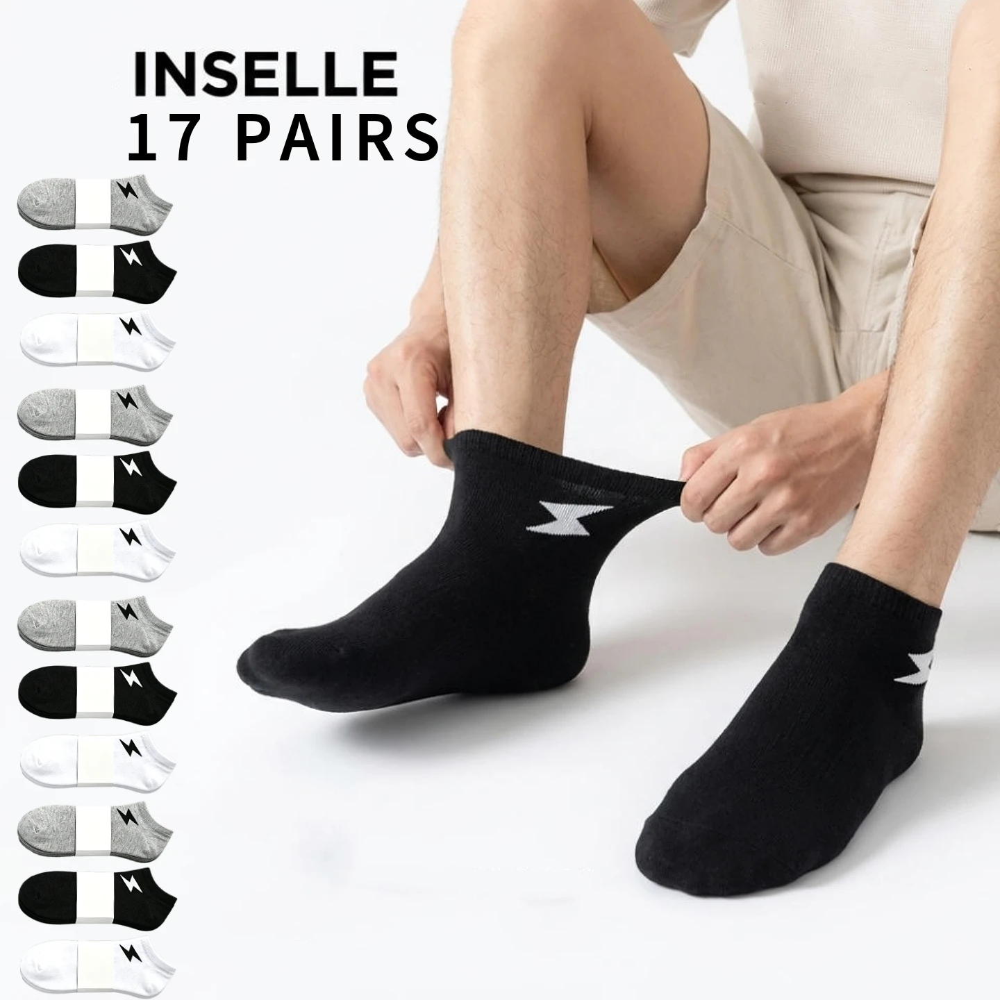 

17 pairs of boat socks for men and women in spring and summer, thin design, non slip and non falling heel, invisible socks