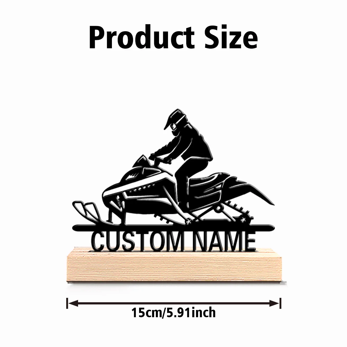 1pc Fun Personalized Custom A rider driving a snowmobile Metal Statues With Wooden Suitable As A Gift For Motorcycle Enthusiasts