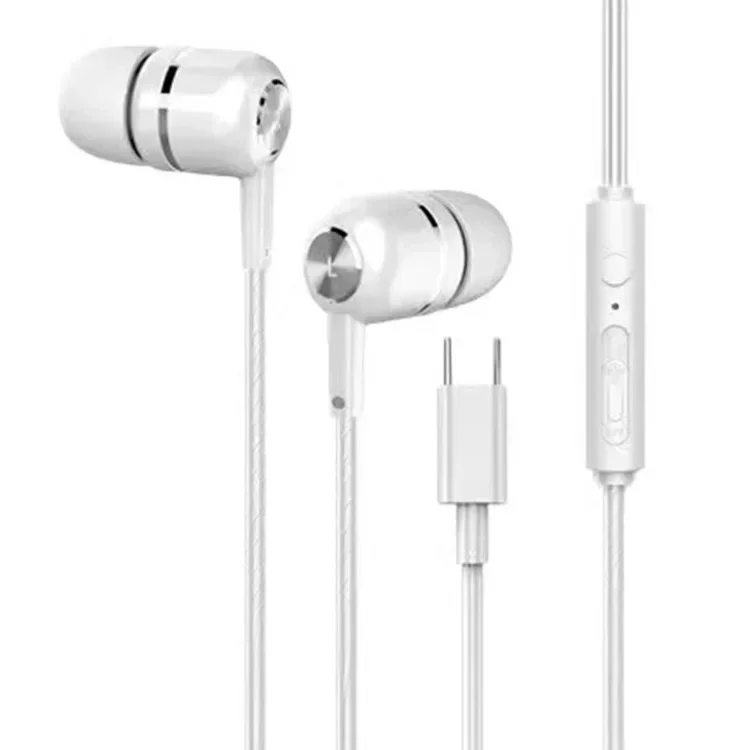 

In-ear Wired Headphones With Mic TYPE-C Silicone Mobile Phone Simple Ear Tips Business Wired Headset Heavy Bass Music Earphone