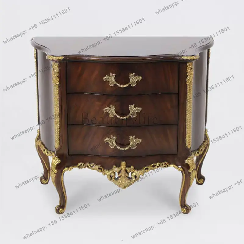 English solid wood bedside table neoclassical villa bedroom bedside table