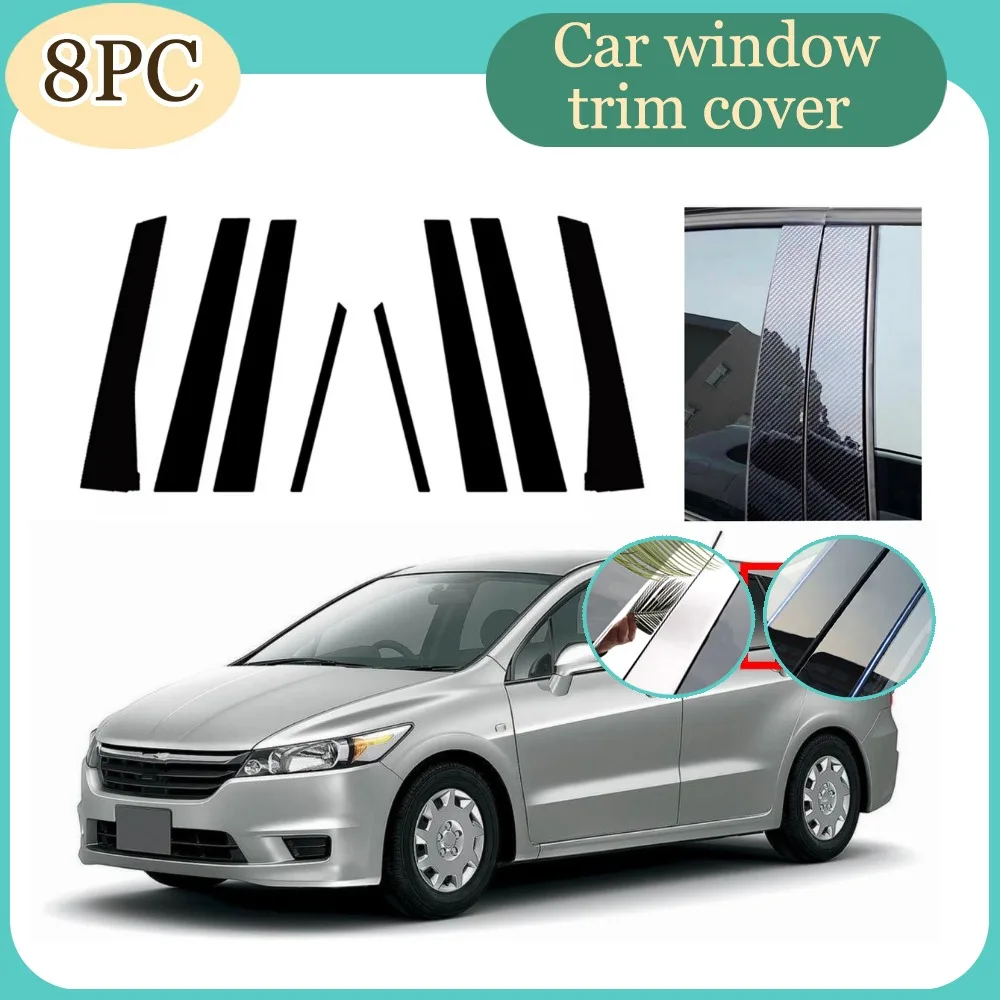 

Fit For Honda Stream RN6/7/8/9 2007 2008 2009 2010 2011 2012 2013 2014 6pcsGlossy Black Pillar Posts Door Trim Window Cover