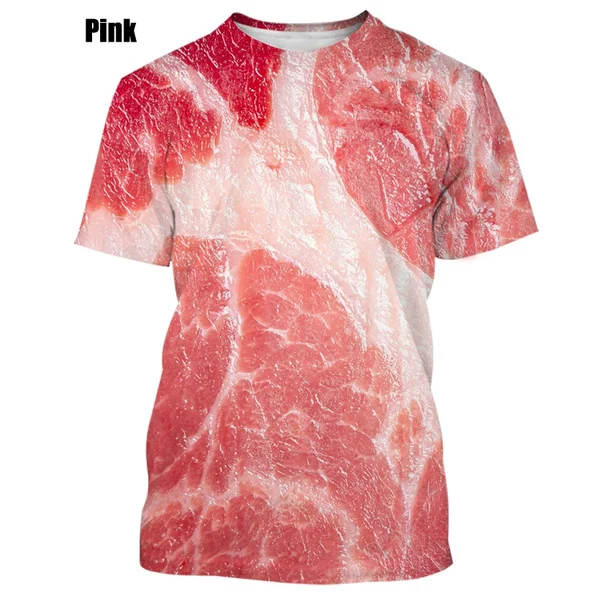 New Beef Meat 3d Funny Personality Simulation Bacon Pullover Plus Size Clothing Sports Tee Tops T-Shirt