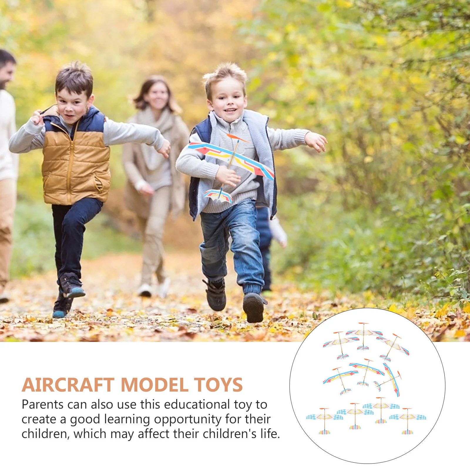 10 Pcs Airplane Model Boys Outdoor Toys Fighter Jet Plastic Biplane Aircraft Wooden Assemble Kids DIY Rubber Band Powered Child