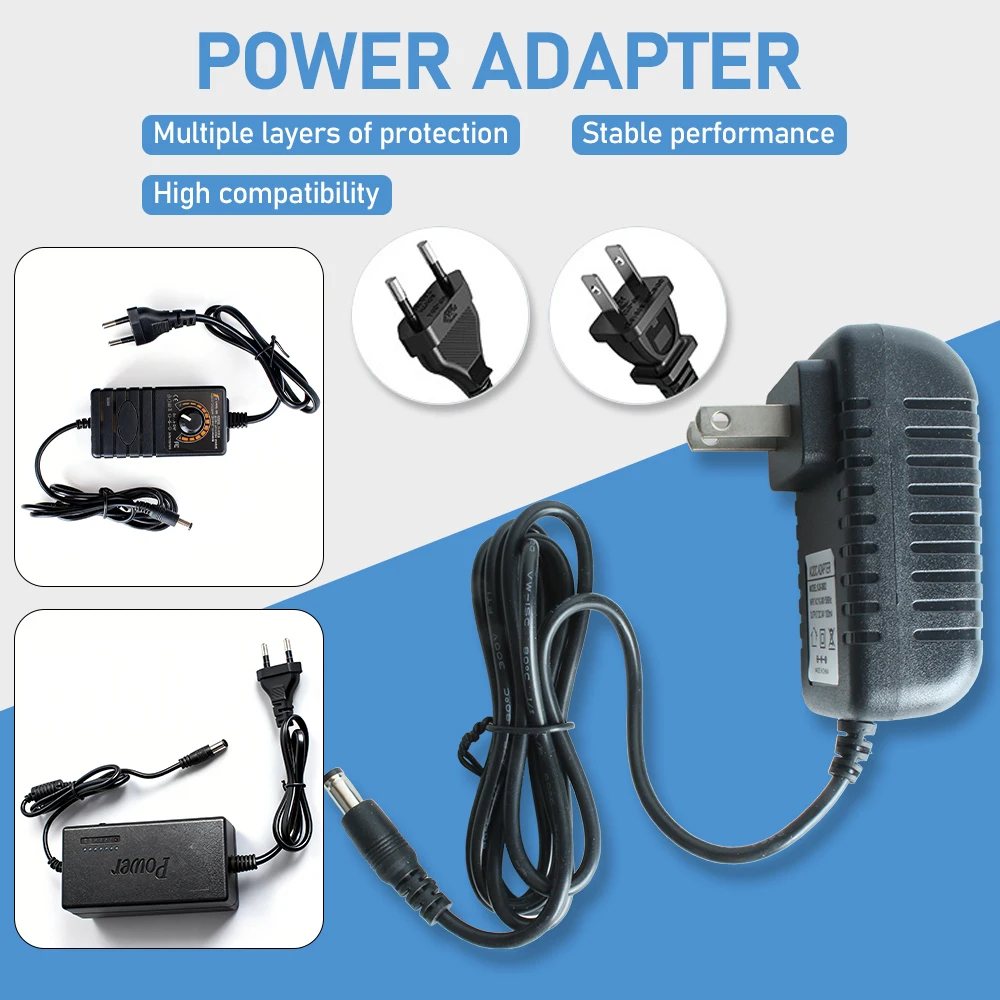 

Высокосовместимый адаптер питания с многоуровневой защитой, стабильный источник питания переменного/постоянного тока для электрооборудования с вилками стандарта США/ЕС