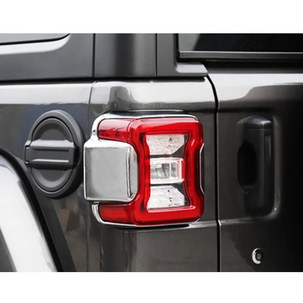 Car Styling Cover Detector ABS Chrome Trim Back Tail Rear Light Lamp Frame Stick For Jeep Wrangler JL 2018 2019 2020 2021 2022