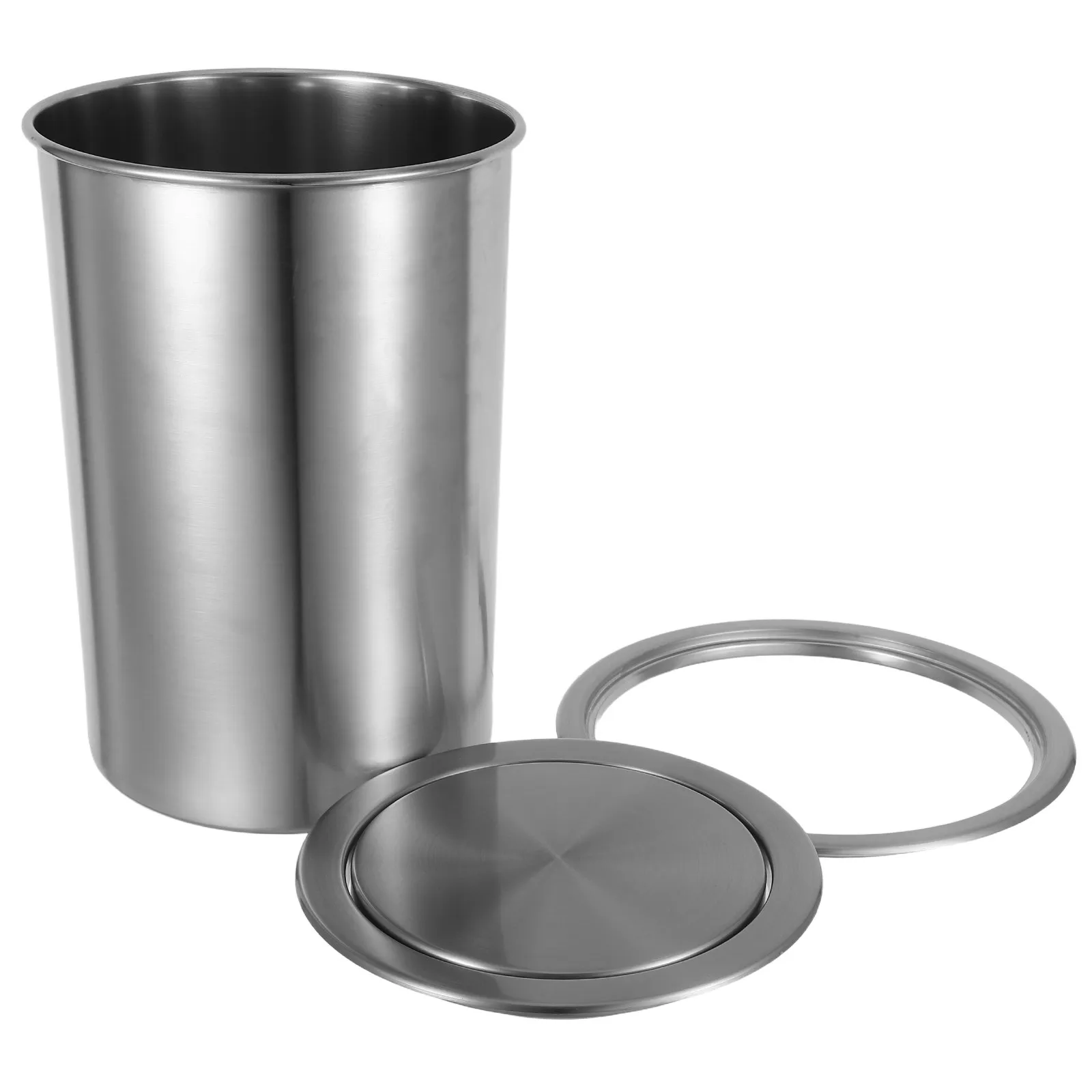 

Комплект из 1 шт. встраиваемого мусорного бака для столешницы из нержавеющей стали с откидной крышкой и бесшумным механизмом открывания для кухни, ванной, ресторана, отеля