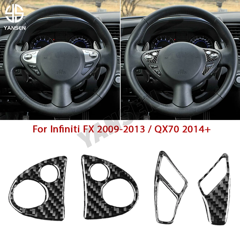 

Car Steering Wheel Button Panel Trim Decal Carbon Fiber Sticker For Infiniti FX 2009-2013 QX70 2014-2017 Car Accessories