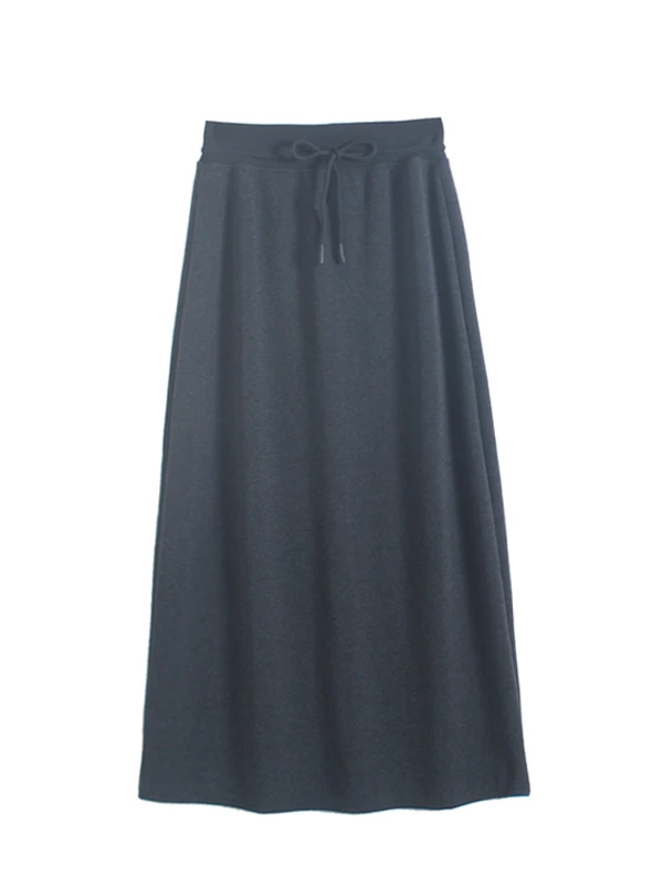 Soft Draping Knitted  Skirt Women's High Waist Slim Straight Cut out Bodycon Trendy Commute Korean Style Belted Skirt