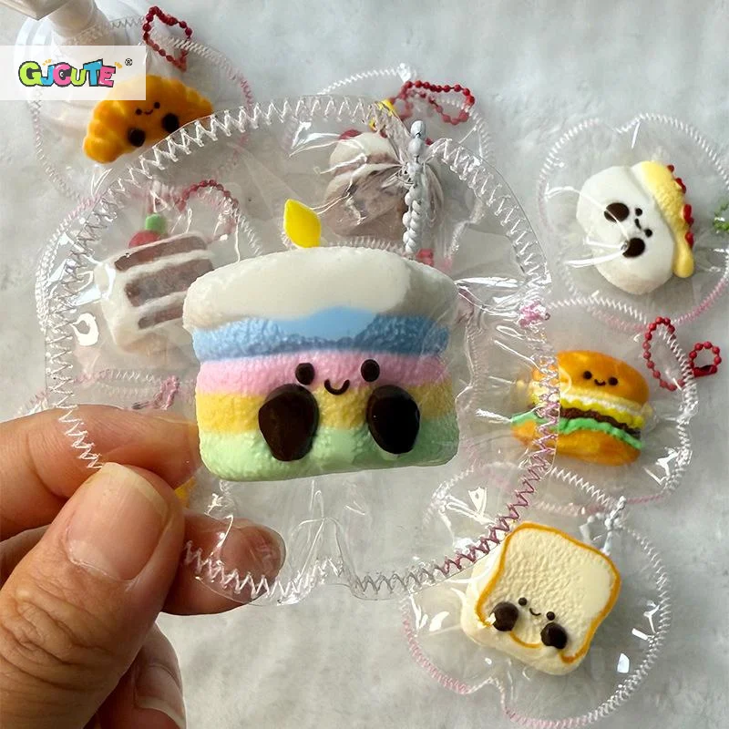 Cute Simulation Toast Bread Squeeze Toy Cartoon Silicone Stress Relief Toy Fun Mini Decompression Slow Rebound Toys Gifts