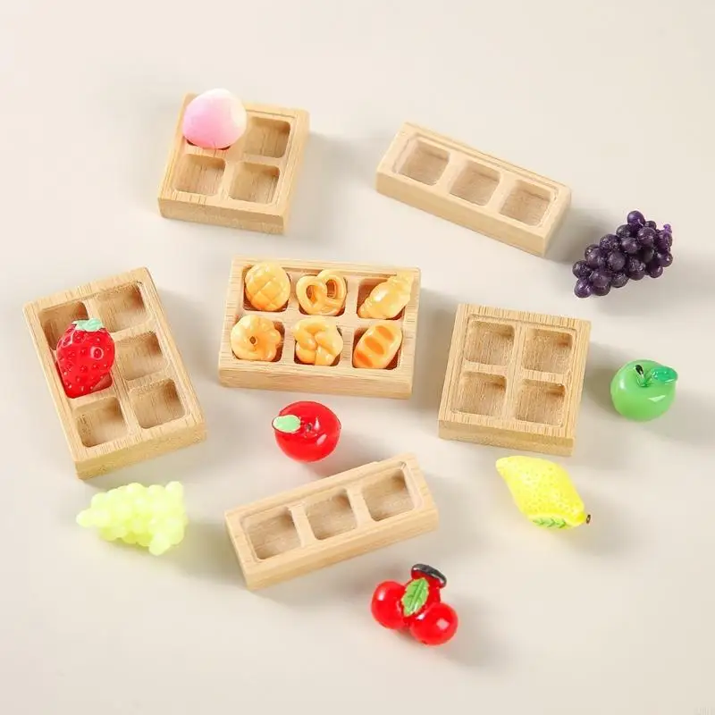 

Miniature Tray For Dollhouses Accessories Decorative Toy With Child Safe Edges A2UB