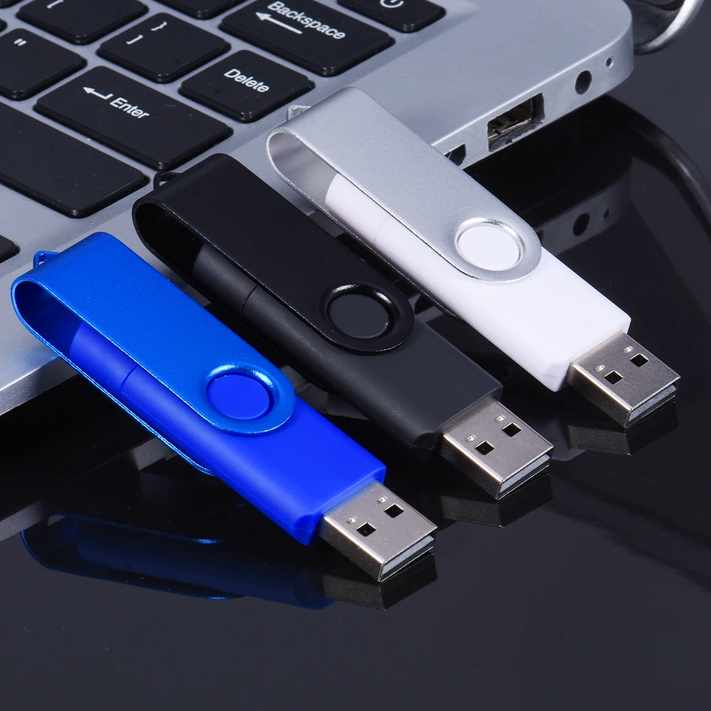 2 in 1 TYPE-C for Mobile Phone USB Flash Drive 128GB Blue Rotatable Memory stick 64GB Green Pen Drive 32gb Black Real Capacity