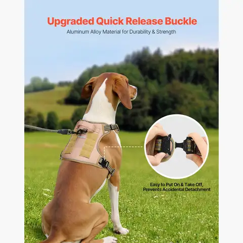 Dog Harness for Large Dogs, No Pull Tactical Dog Harness Adjustable Pet Vest, with Handle, Metal Rings, Buckles, Reflective Stitching Nylon Oxford Fabric, for Training, Walking, and Hiking