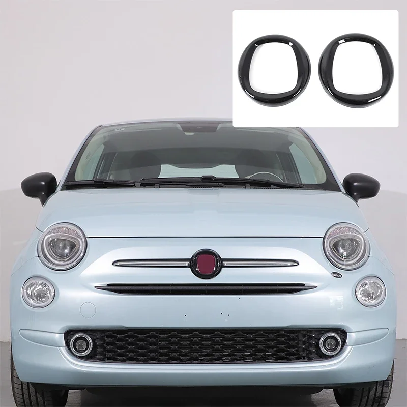 ABS Gloss Black For Fiat 500 2016+ Car Front and Rear Logo Decorative Stickers Car Exterior Protection Accessories 2Pcs