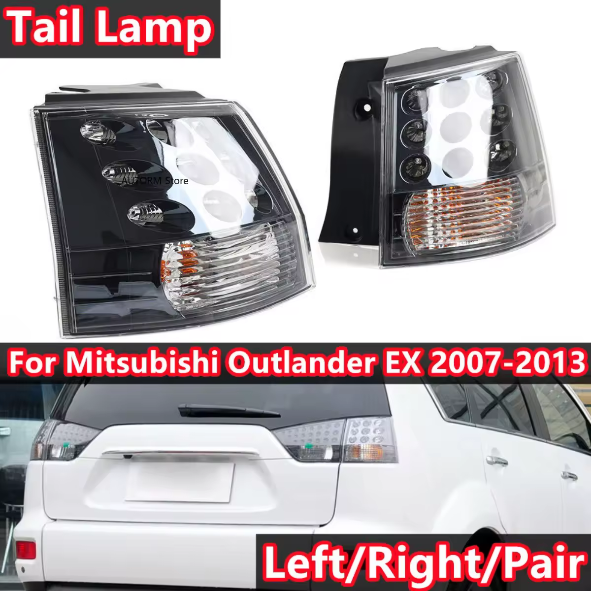 מכונית אחורי אורות זנב עבור mitsubishi 2007 2008 2009 2010 2011 2012 2013 הוביל להפסיק הבלם להפוך אות הרכבה אור הרכבה