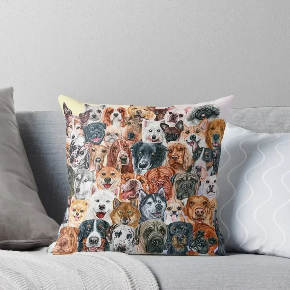 

Beautiful Collage of Dogs, so many painted beautiful faces, dogs are the best! Throw Pillow Christmas Pillow Covers pillow