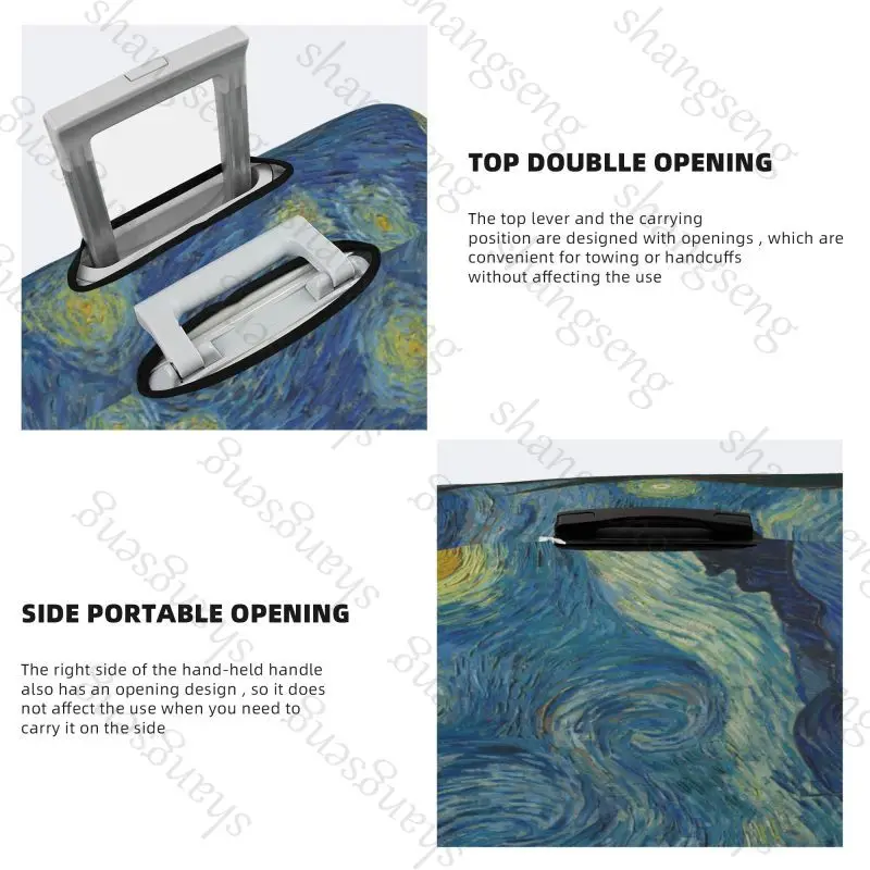 Travel suitcase protective case, suitcase cover, elastic protection, washable Luggage cover, 18-32 in Oil painting art Van Gogh