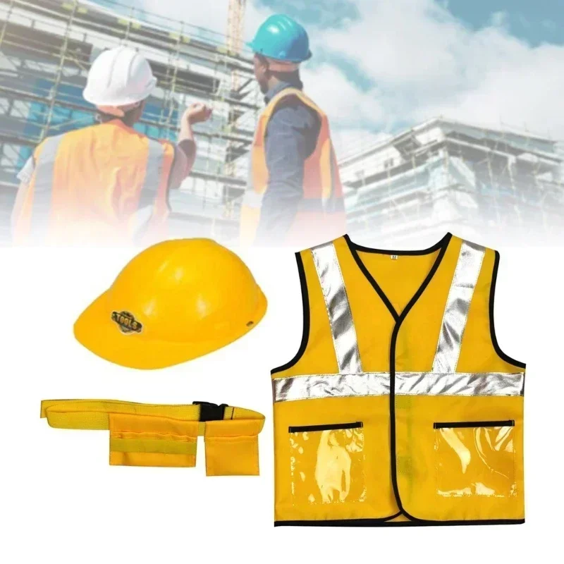 Construction Worker Costumes for Boys,Toddler Dress Up Clothes,Kid Builder Career Outfit,Pretend Role Play Toy Set - view 2