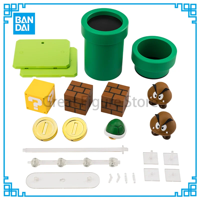 Bandai SHF Super Mario Playset A Accesorios Anime Figuras de acción Coleccionables Adornos Juguetes Decoración Regalos