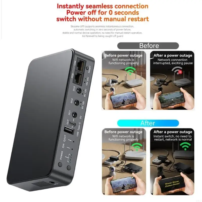 

Q81C UPS 9000/10400/18000mAh Power Supply Battery Backup with DC5521 Power Cable Cord for Routers Speaker Phones 5V 9V 12V