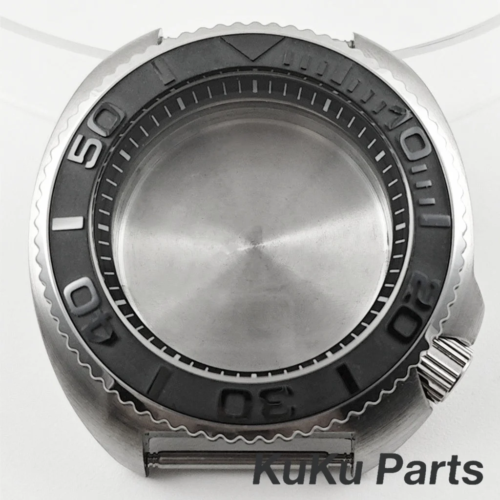 NH35 Turtle Black Ring 44MM S Crown Case Sloping Bezel Watch Case For NH34 NH35 NH36 NH38 NH70 Movement Turtle Abalone Captain