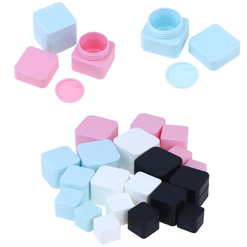 1PCS 5g-50g Empty Plastic Nail Art Cosmetic Square Containers Jar Small Sample Cream Pot Nail Gel Powder Box Makeup Lotion Tool