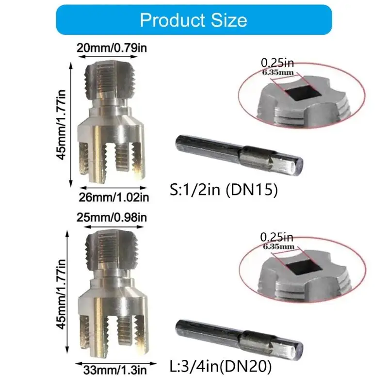 Double Purpose Pipe Threading Cutter Tool 3/4" Hexagonal Shank Plumbing D2RD