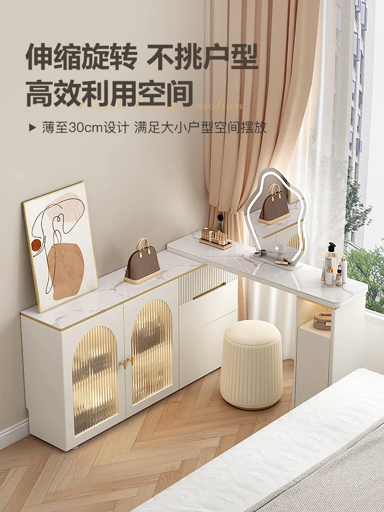 

Французский светлый роскошный комод для спальни, современный простой узкий зеркальный столик для макияжа, прикроватный ящик