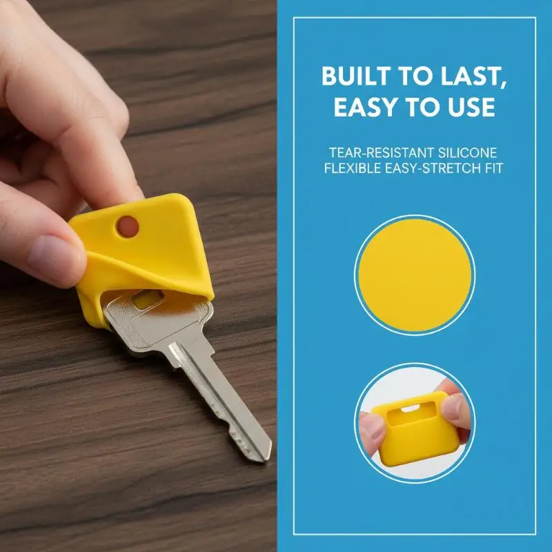 Silicone Key Covers 10 Pack Colorful Flexible Identifier Tags for Easy Key Organization and Quick ID at Home Office