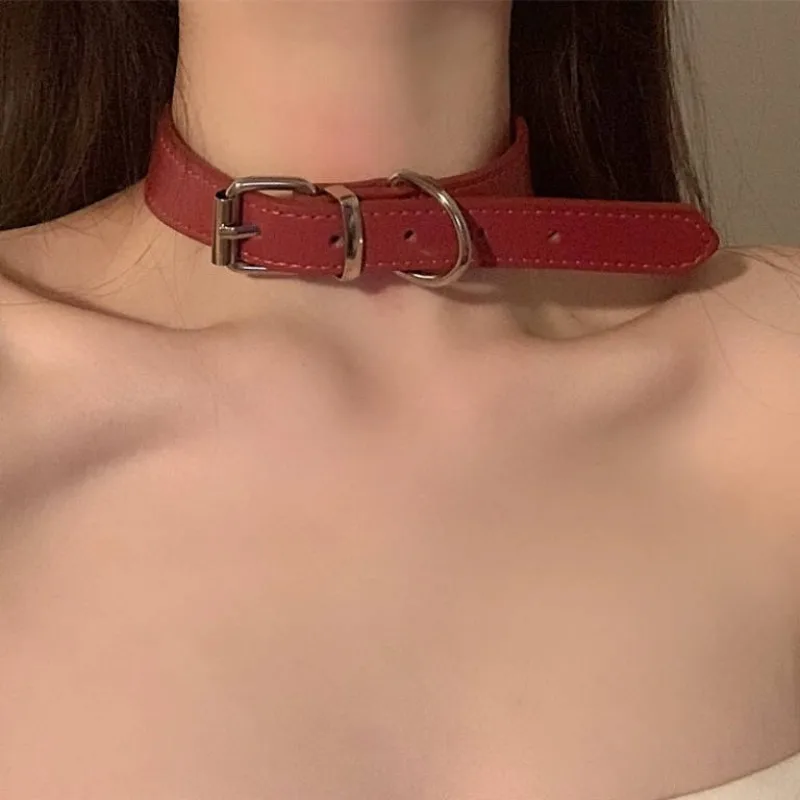 Collar Women's Neckband Chain Choker Leather Collar Men's Punk Neckchain Sexy Neck Ring Trendy Party