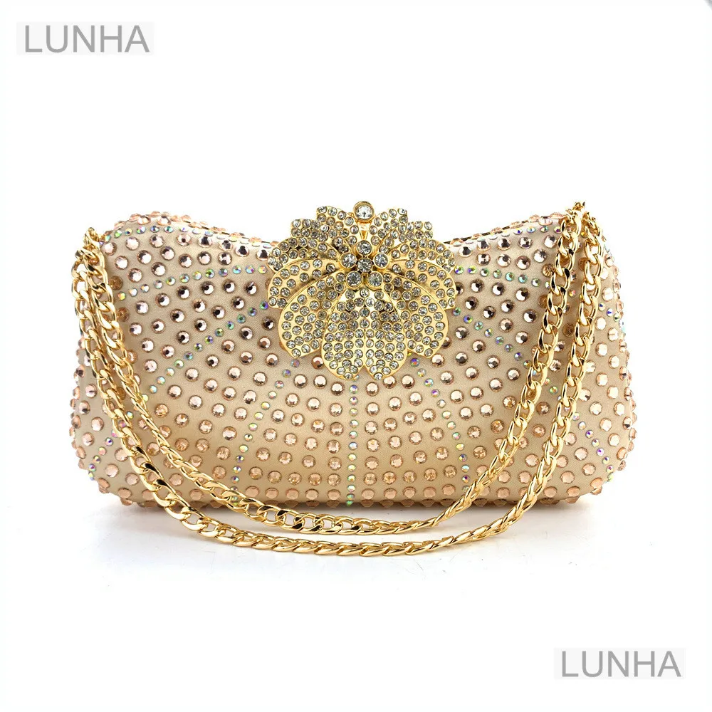

Women's Luxury Rhinestone Diamond Box Clutch Evening Bag Chain Handheld Purse Crossbody Handbag with Chain For Dress Party Event