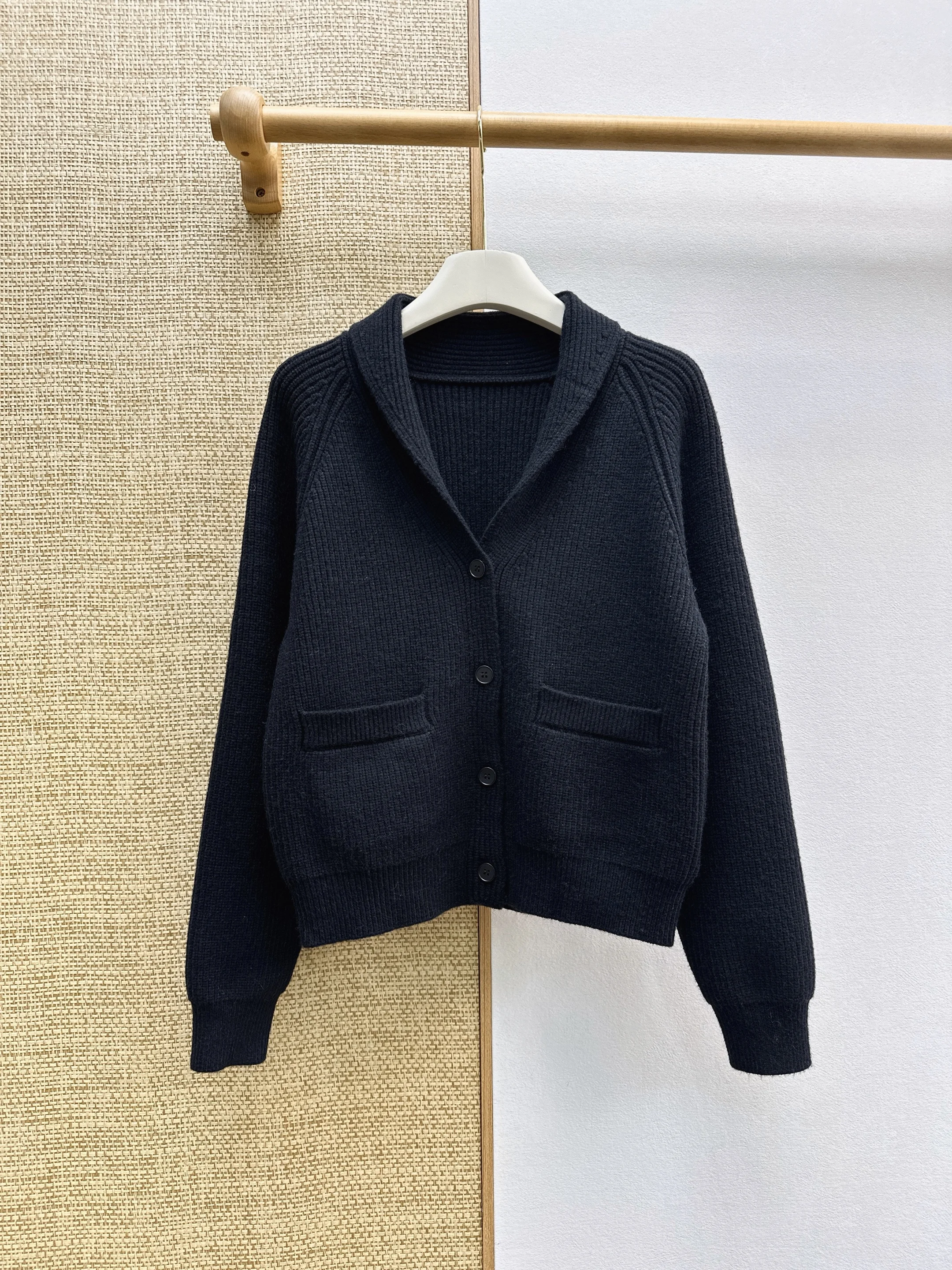 Women Autumn Winter New Shawl Collar Thick Knit Cardigan Elegant Lapel Vintage Loose Short Knitted Sweater Coat With Pockets