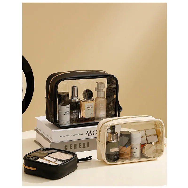 3PCS/SET Wear Resistant PVC Transparent Wash Bag Large Capacity Thick Handbag Security Storage Bag Outdoor Travel Toiletry Bag