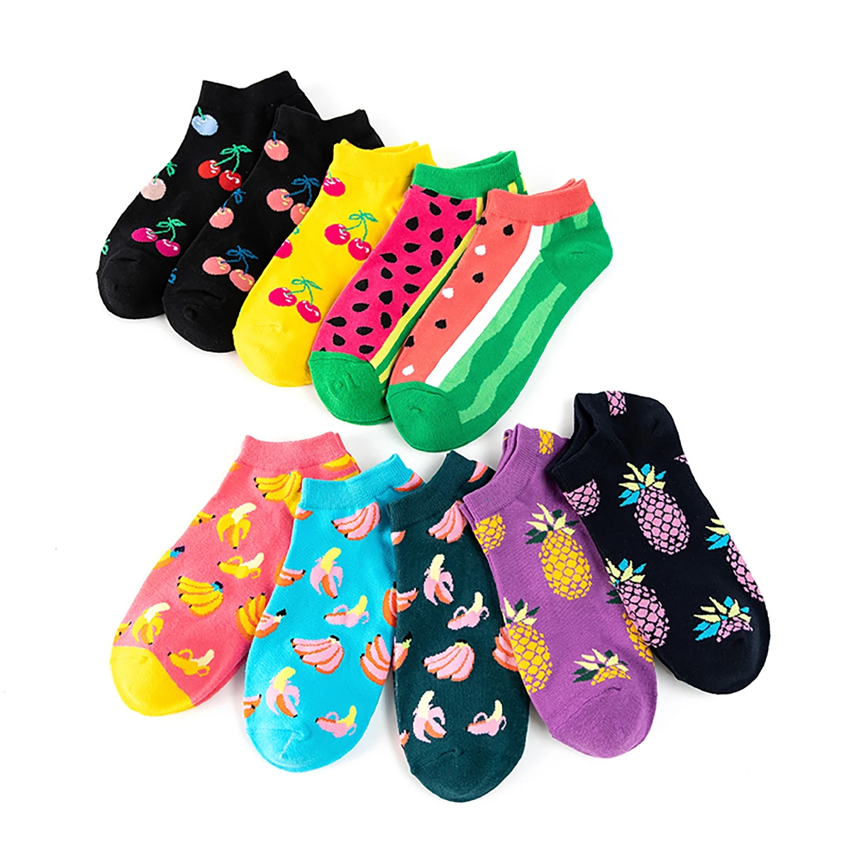 5 pairs of fun cartoon patterned round neck socks for children and teenagers, trendy socks made of cotton blend, breathable,