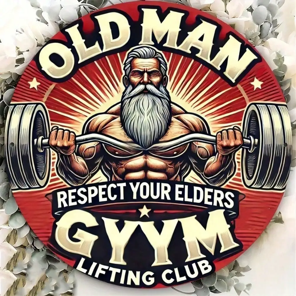 Vintage Retro Man Cave Tin Sign 8x8 Inch Old Man Gym Wall Art Decor for Home Bar Garage