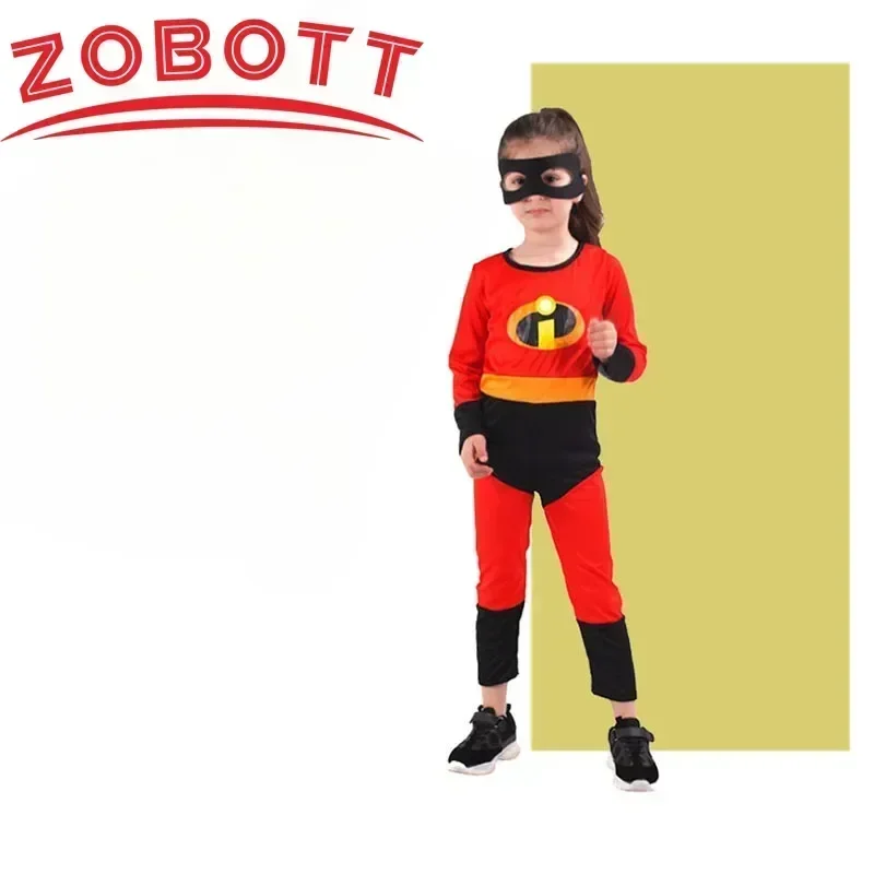 Ragazza Mr Incredible 2 Costume Cosplay Ragazzo Supereroe Fancy Dress Up Bambini Tuta rossa con maschera Costumi Anime di Halloween per bambini