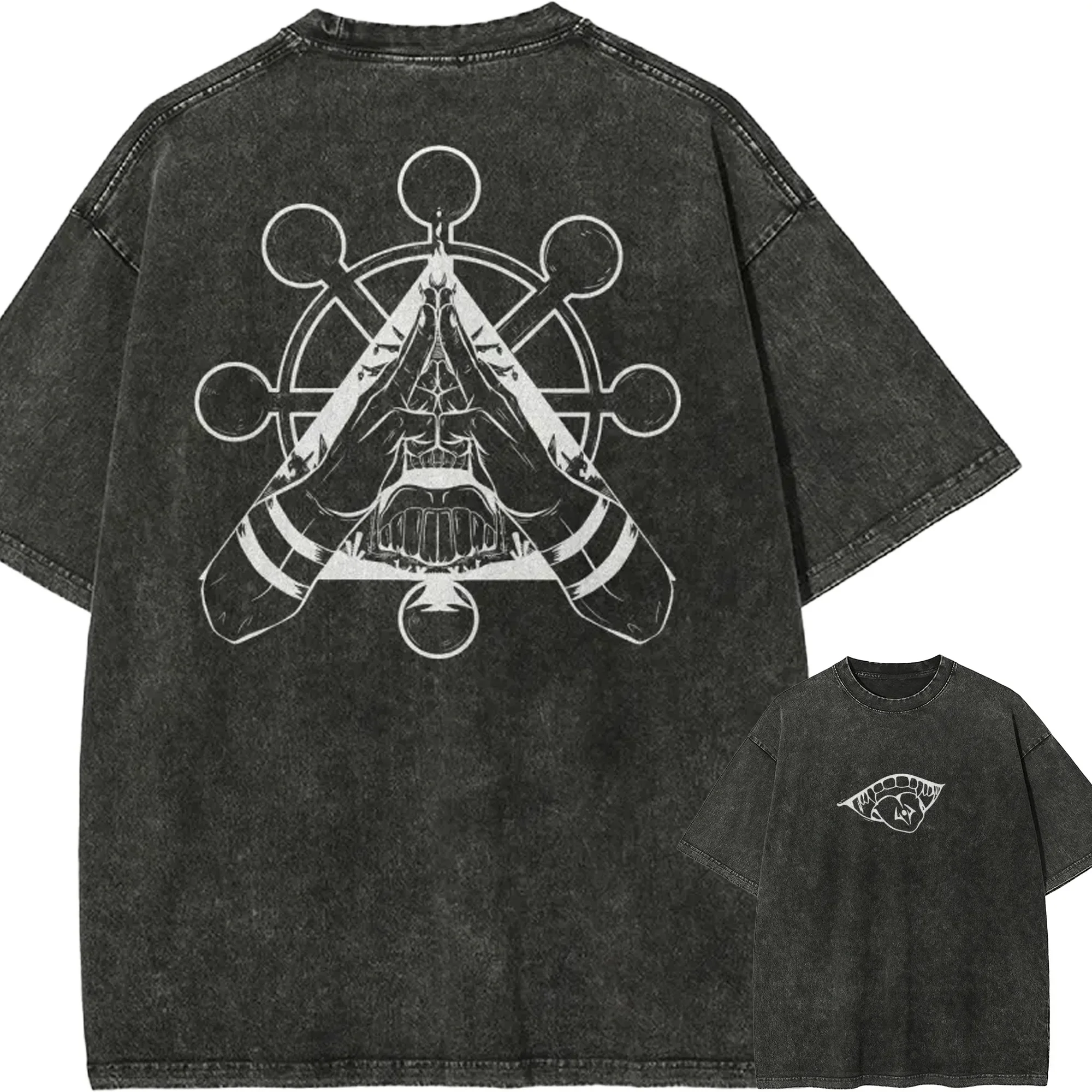 Ryomen Sukuna Malevolent Shrine T-Shirt Jujutsu Kaisen Domain Expansion Tee Vintage Washed Oversized Retro Anime Men Streetwear