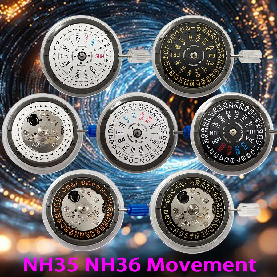 NH35 NH36 Movement Date nh35A NH36A Automatic Mechanical Movt Crown at 3.0/3.8/4.1 Oclock SKX007 SKX009 SRPD GMT Watch Mod Parts