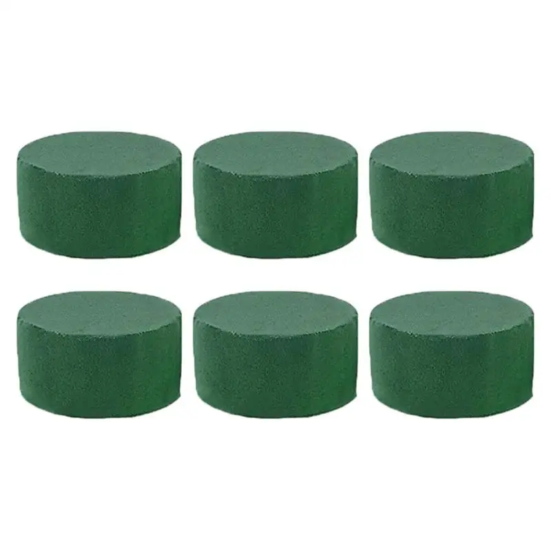 6PCS Floral Foam Blocks Round Flower Arrangement Clay Artificial Flowers Wet Dry Florist Foam Blocks For Home Weddding