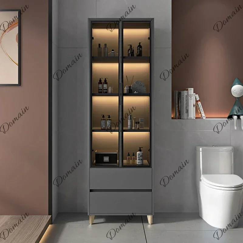 6XY Bathroom Side Cabinet Storage Cabinet Light Luxury Intelligent Induction Modern Minimalist Solid Wood Vertical Toilet Land S