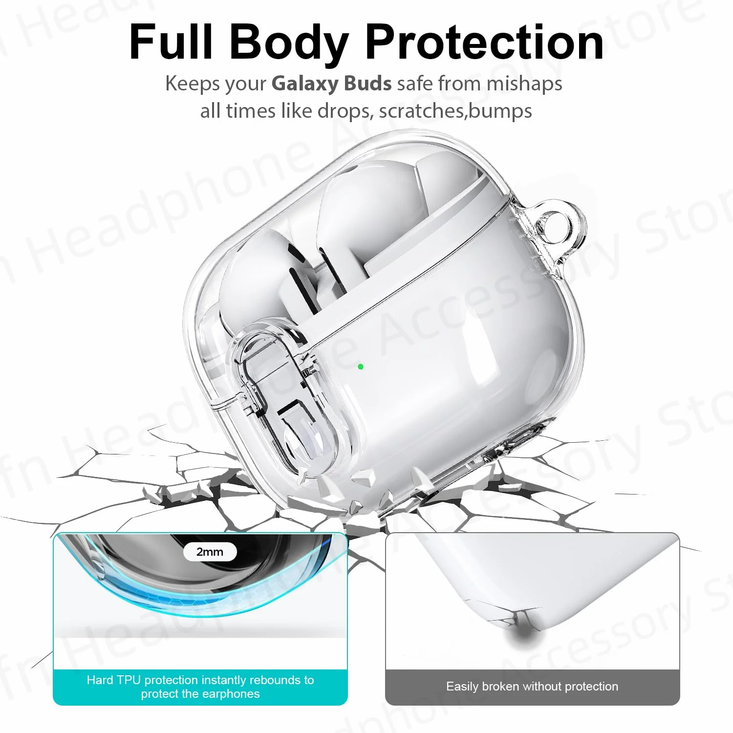 جراب قفل آمن بدروع شفاف ، غطاء سماعة رأس ، PC Fundas ، الوقاية من السقوط ، جديد من sampung ، Buds 3 Pro ، 42