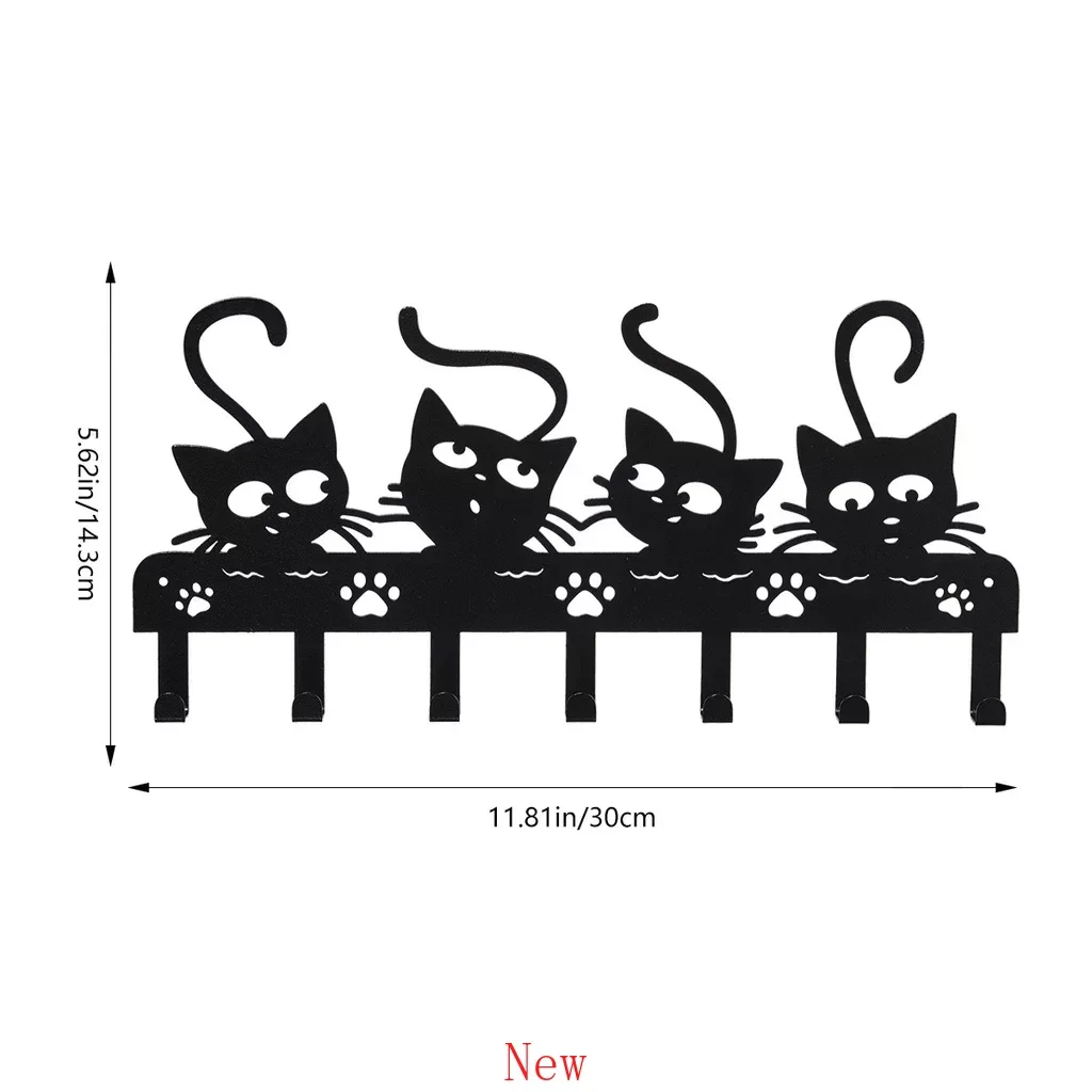 

Promotion Black Cats Wall Hooks Key Holder Halloween Cats Decorative Coat Hooks Rack Hangers Iron Hook Wall Mounted Hooker 7 Ho