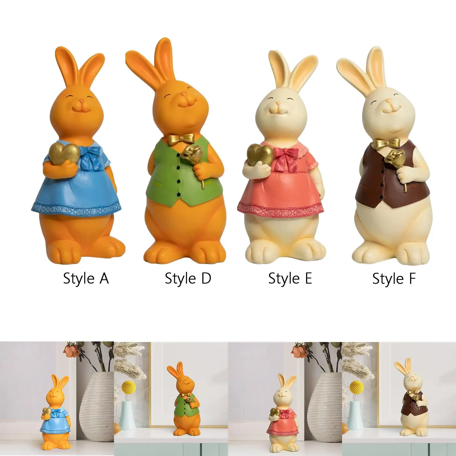 rabbit fu Bunny Figurine Sculpture Crafts Figurine Home Bedroom Shelf