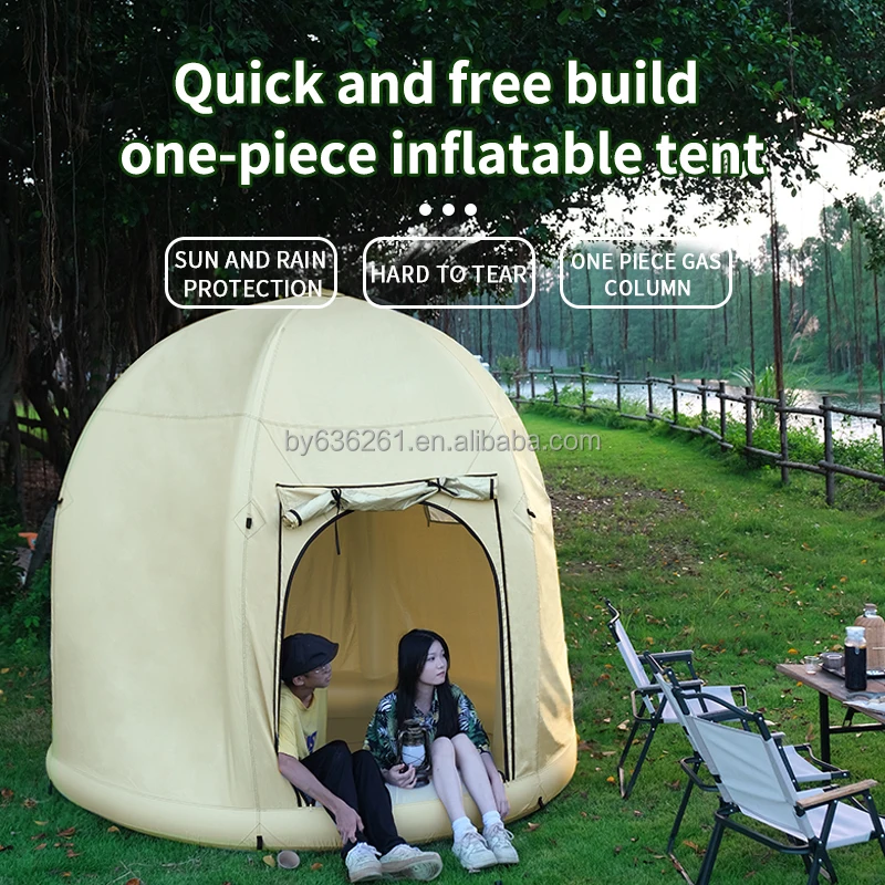 Inflatable Camping Glamping Tent for 4 People Uv Protected Waterproof Family Tent for Outdoor Hiking & Camping