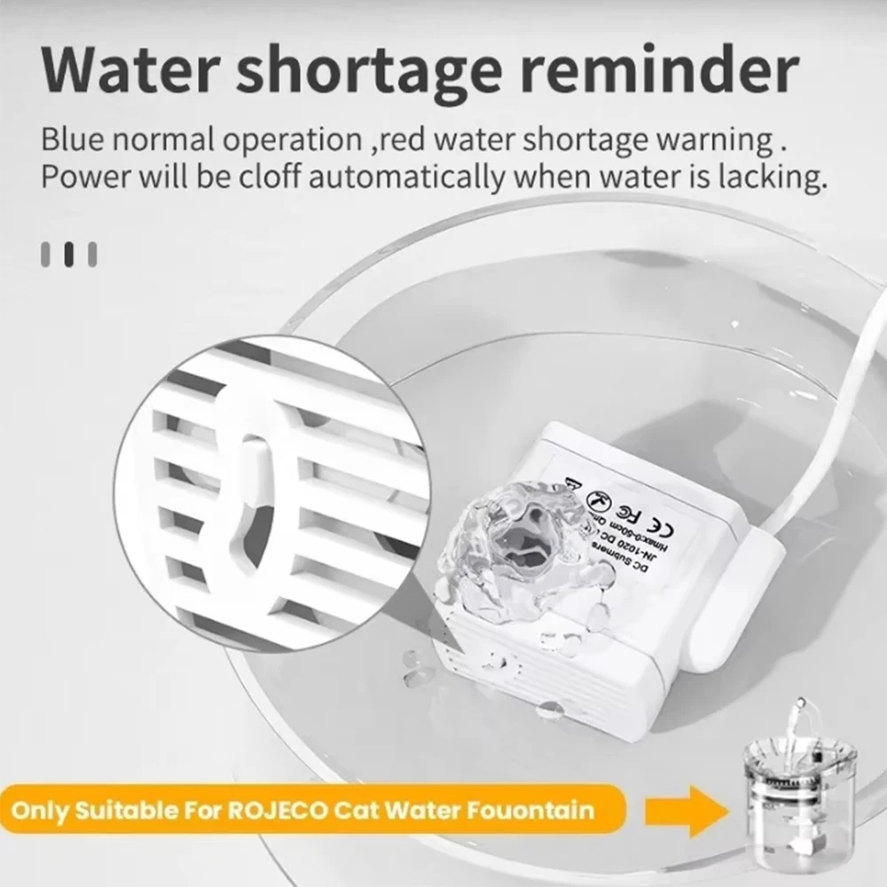 USB Wasserpumpe LED Licht Haustier Katze Wasser Brunnen Motor Ersatz für Katze Blumen Trinknapf Spender Haustier Zubehör – Detail 21