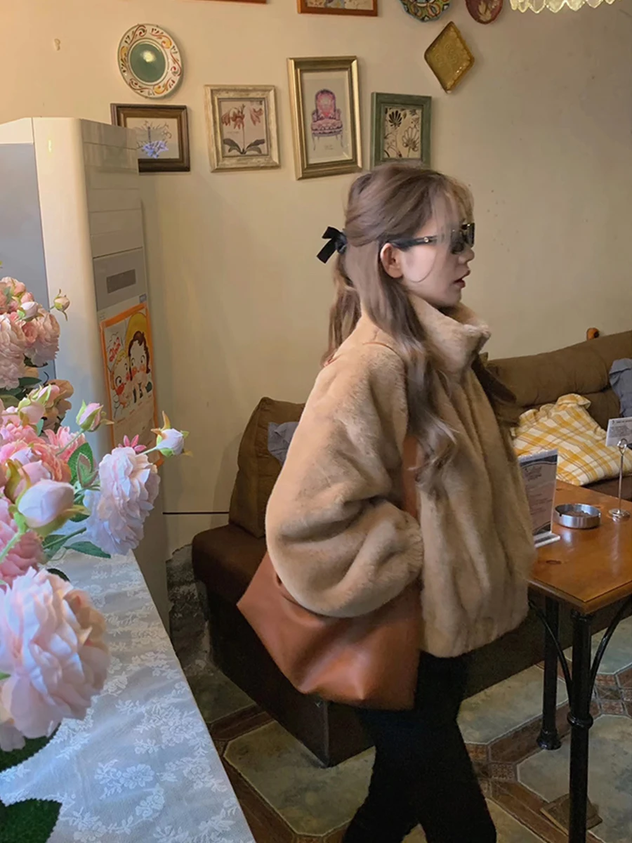 

Теплый Plu Bear Jaet ort Fem Version, милый маленький дизайн с коричневым медведем, зимняя верхняя одежда, молодежное пальто из искусственного меха