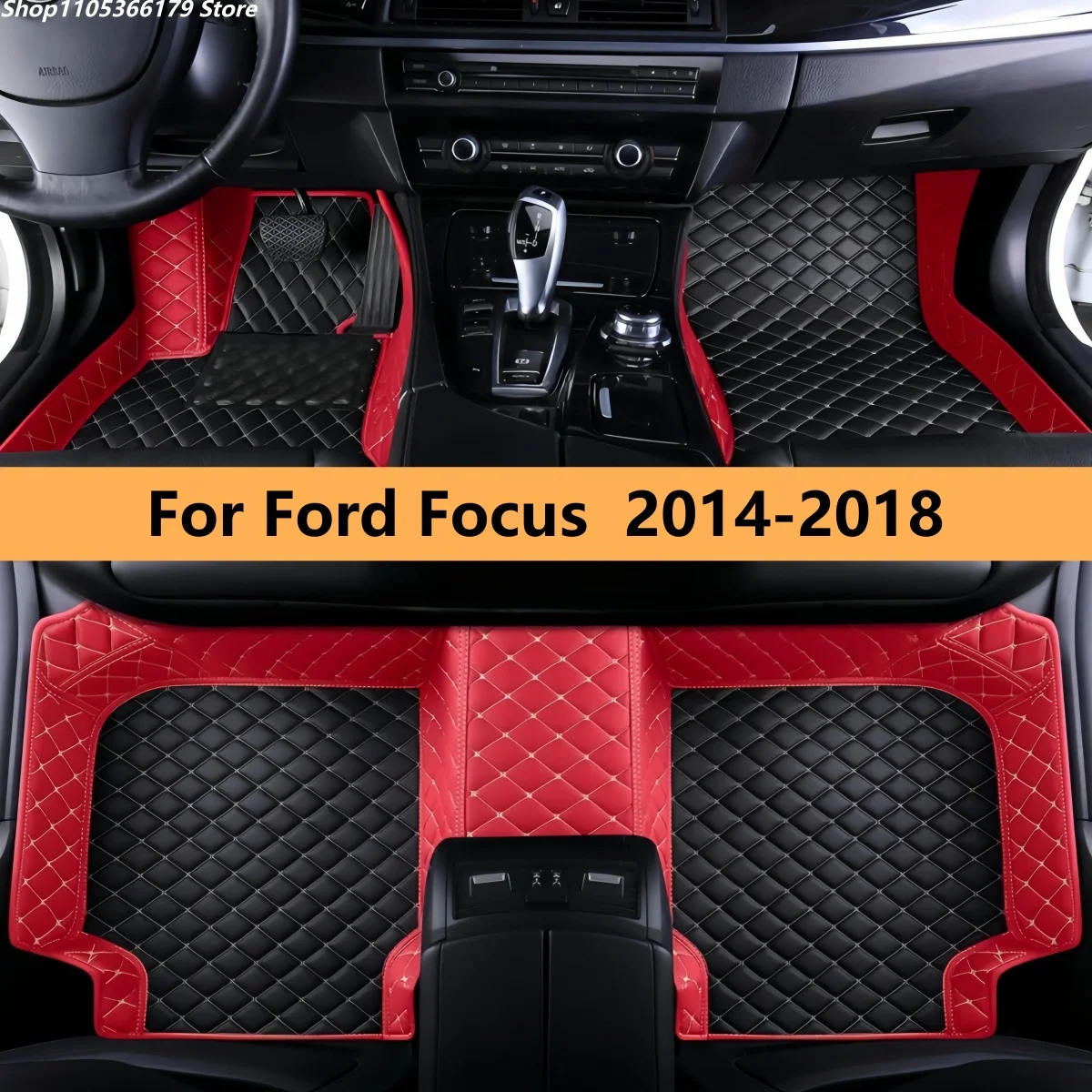 

Custom Car Floor Mats For Ford Focus Mk III 3 2014 2015 2016 2017 2018 Auto Front Rear Row Full Set Leather Carpet Pads Foot Mat