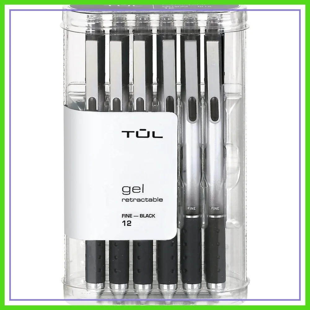 

Retractable Gel Pens, Fine Point 0.5 mm, Black Ink, Gray Barrel, 12 Pack