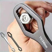 1pc Universal Double Ended Wrench, Self-Tightening 3-17mm Screw Nuts Repair Wrench, Double-Headed Ratchet Spanner, Adjustable 2